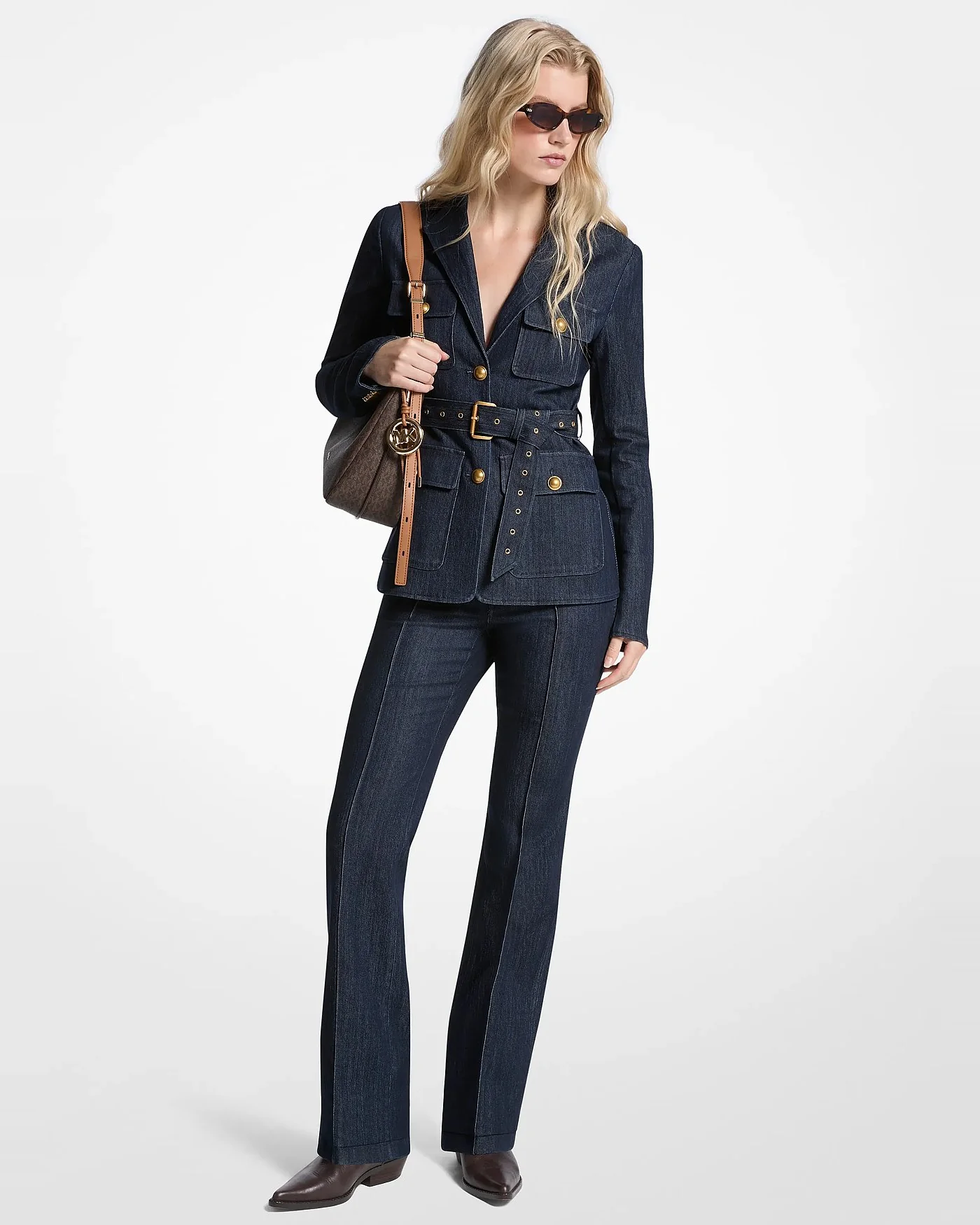 Джинсовый блейзер с поясом — 1