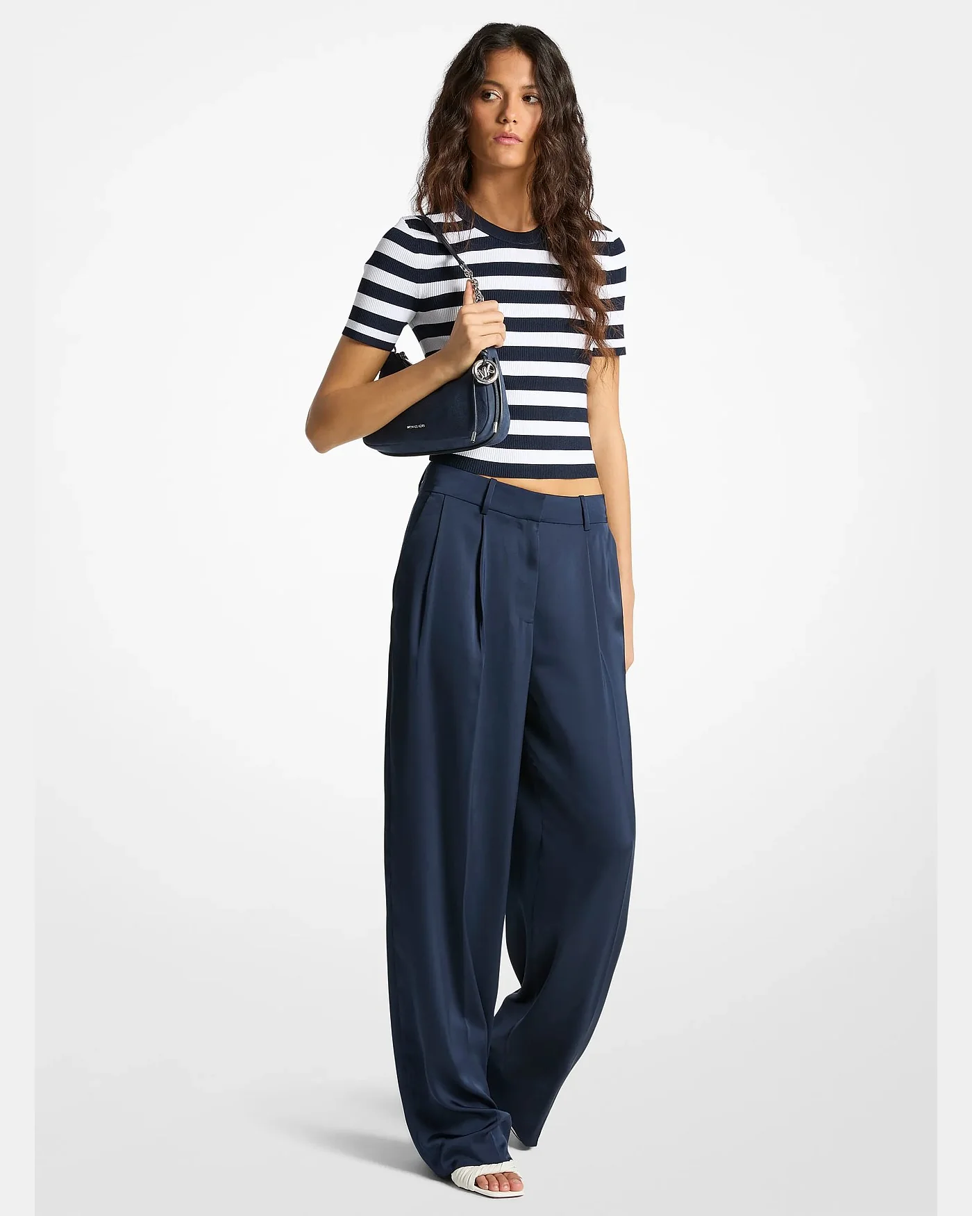 Широкие брюки Michael Kors из драпирующегося атласа — 1