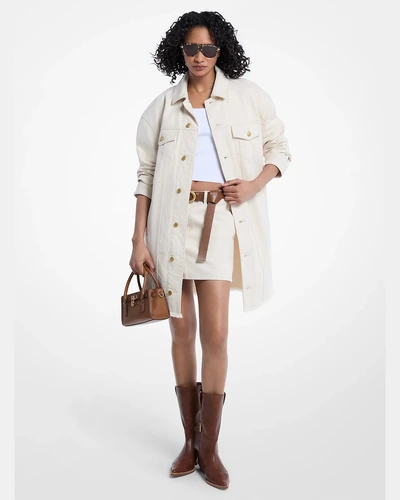 Оверсайз джинсовая куртка Michael Kors с необработанным краем, экрю