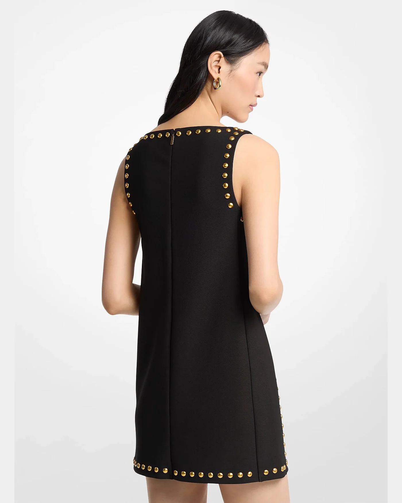 Платье-футляр Michael Kors из крепа с заклёпками, чёрное — 2