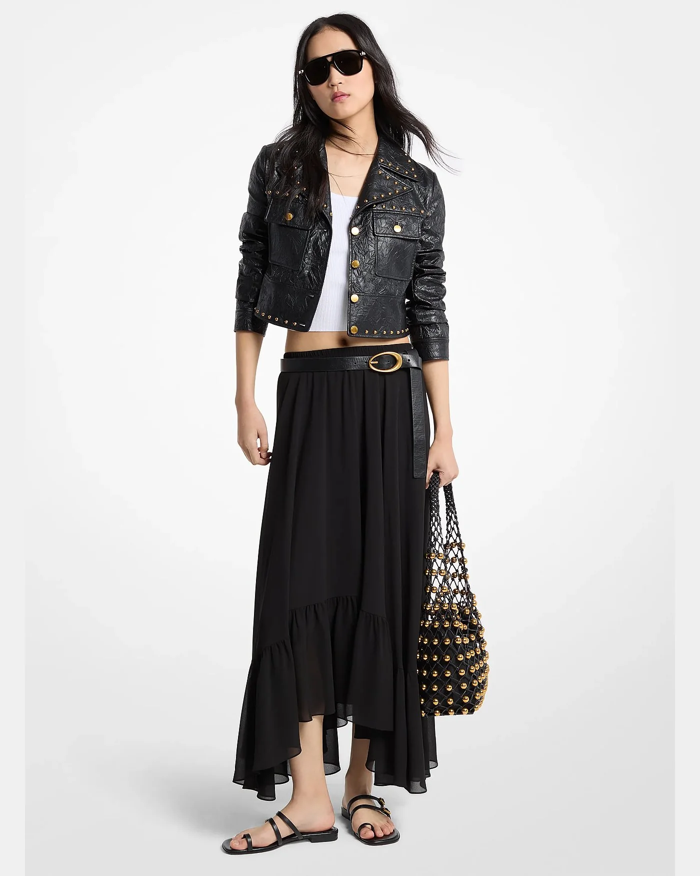 Юбка Michael Kors из жоржетты асимметричной длины, чёрная — 1