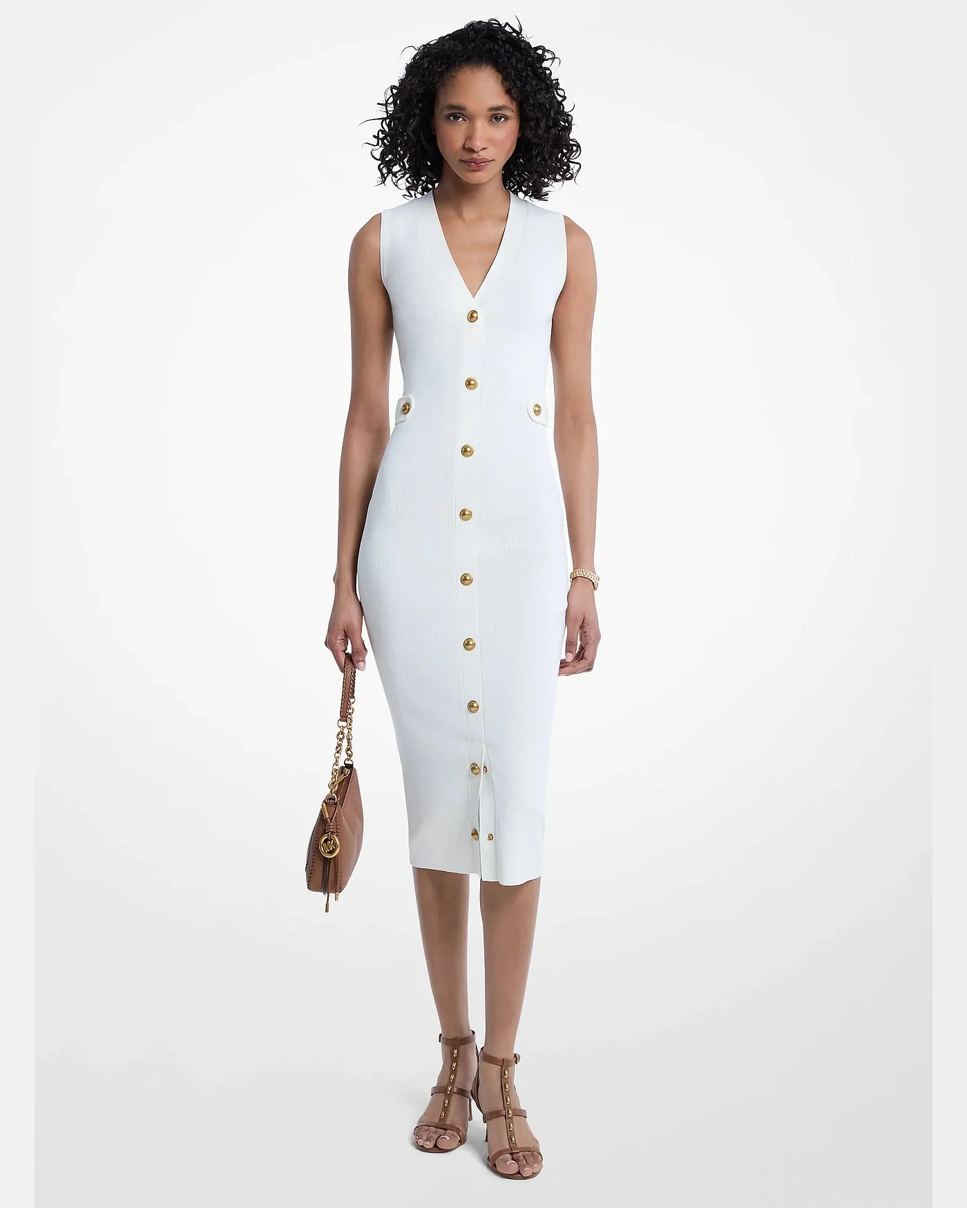Платье-свитер Michael Kors из эластичного трикотажа, молочное — 1