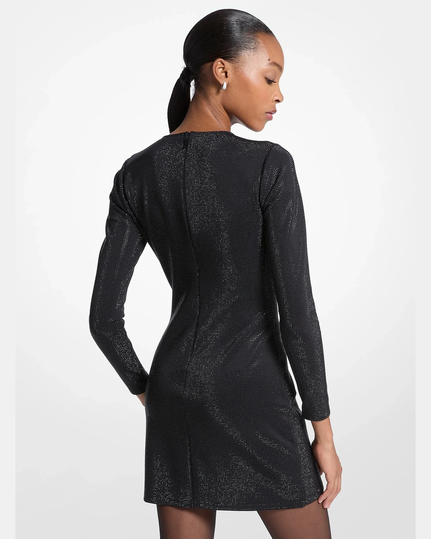 Мини-платье Michael Kors из скубы со стразами и длинным рукавом — 2