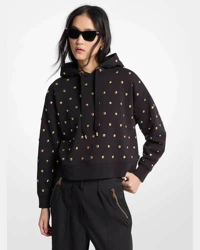 Укороченное худи Michael Kors с заклёпками, чёрное