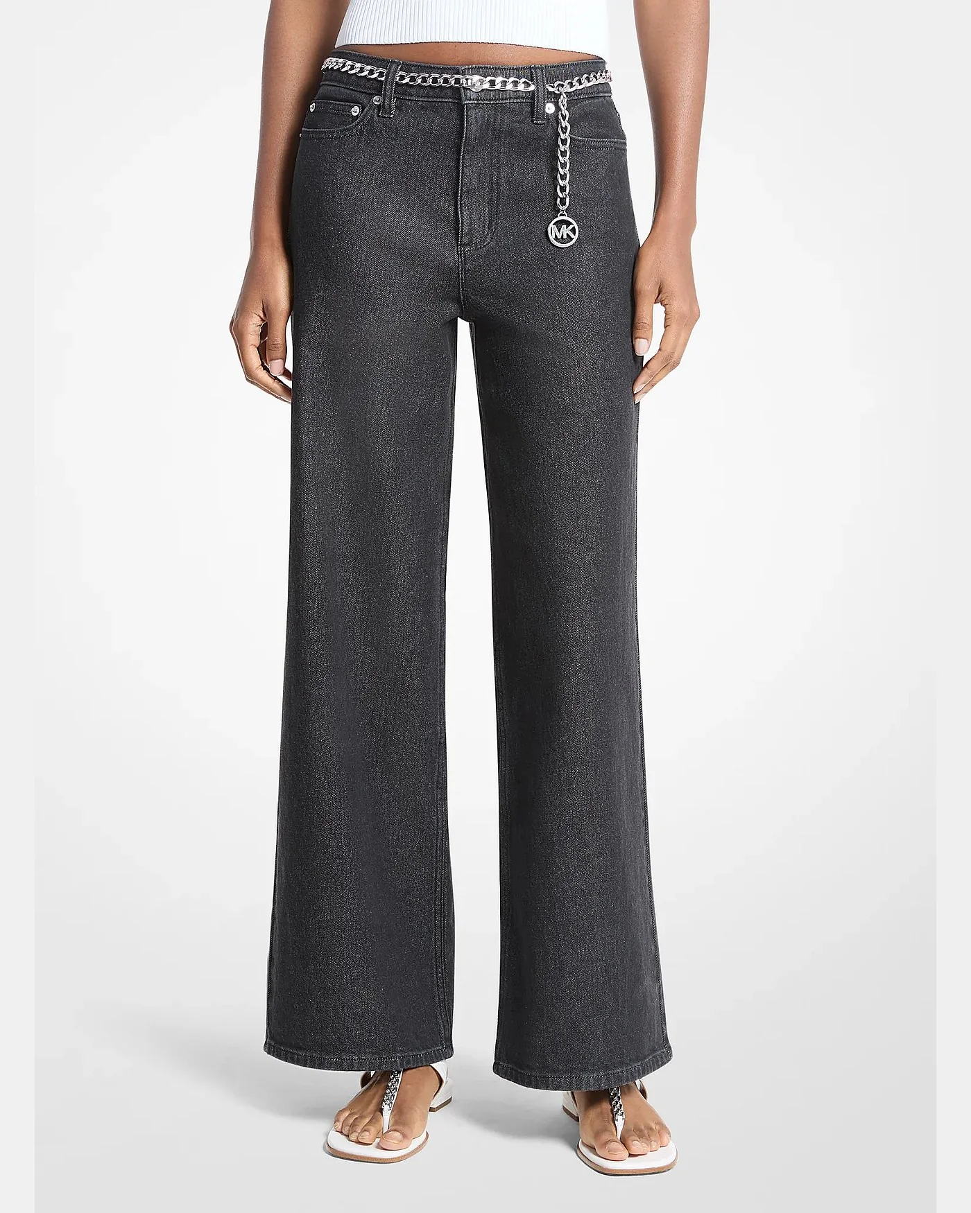 Джинсы wide-leg из эластичного денима — 1