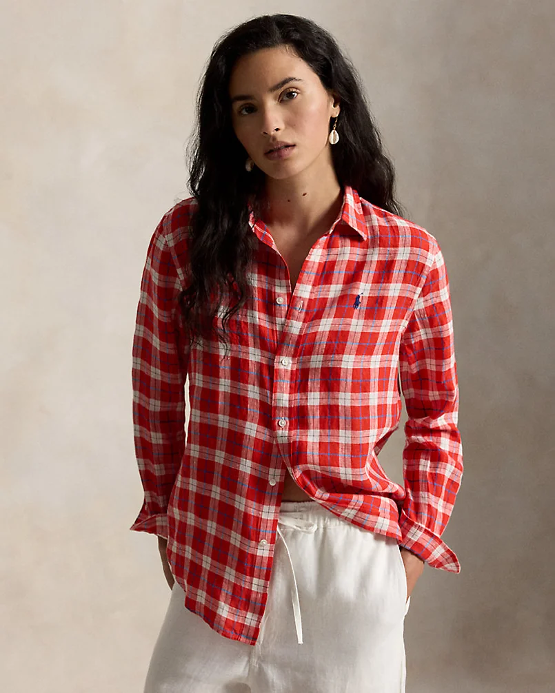 Рубашка Ralph Lauren Classic Fit из льна в клетку — 2