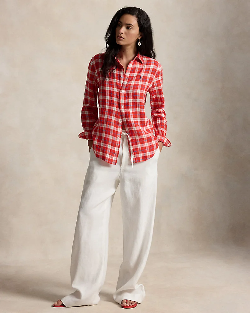 Рубашка Ralph Lauren Classic Fit из льна в клетку — 3