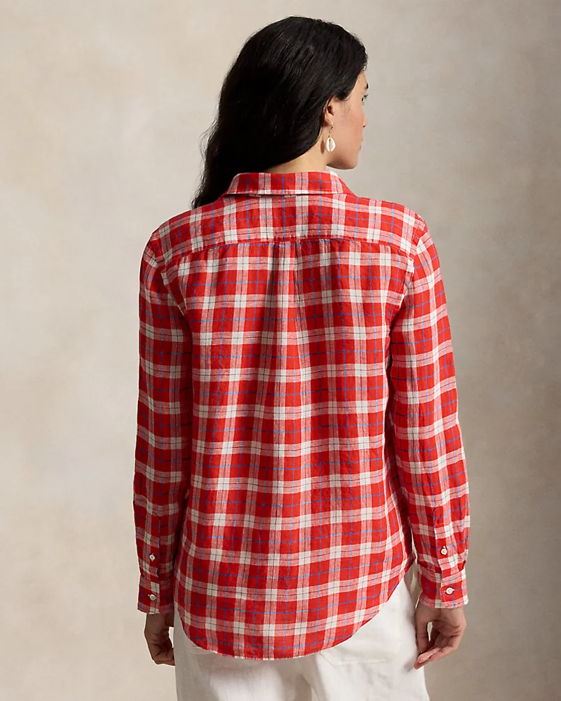 Рубашка Ralph Lauren Classic Fit из льна в клетку — 4
