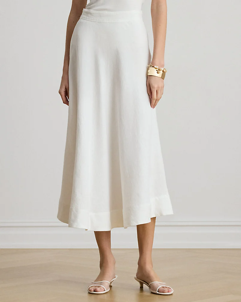 Льняная юбка миди А-силуэта — 3