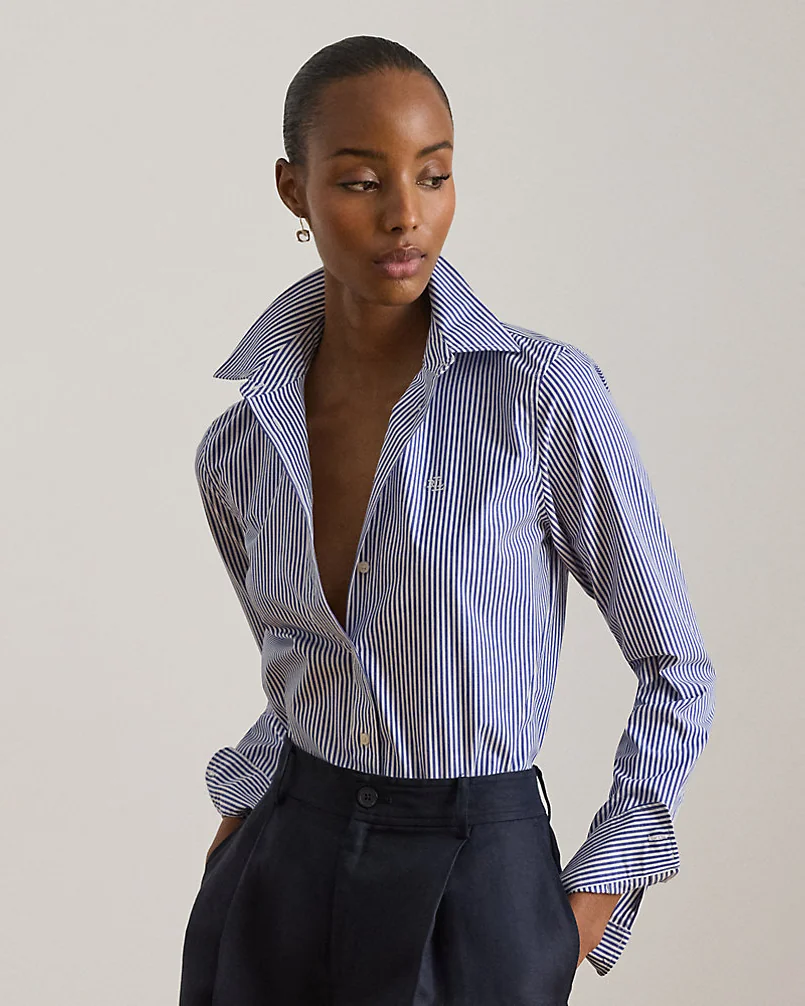 Классическая рубашка в полоску без глажки Ralph Lauren — белый