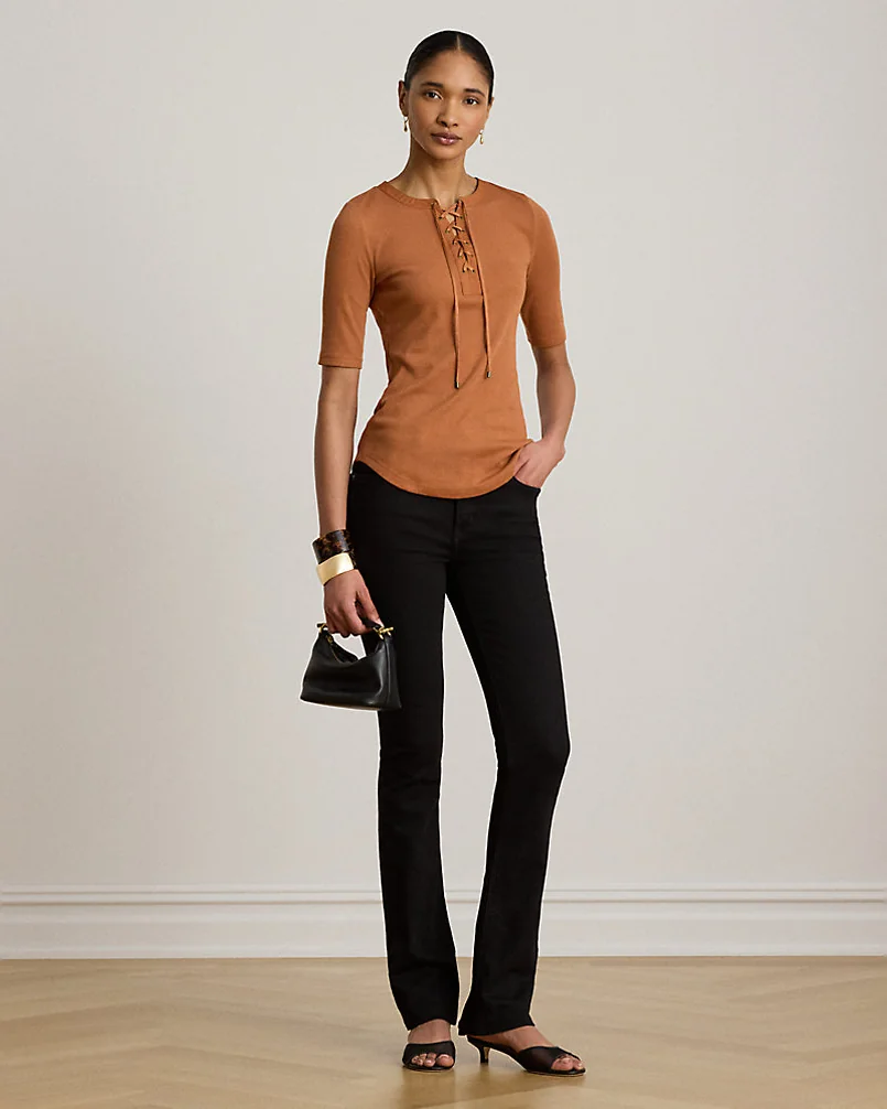 Рубчатая футболка со шнуровкой Ralph Lauren — 3