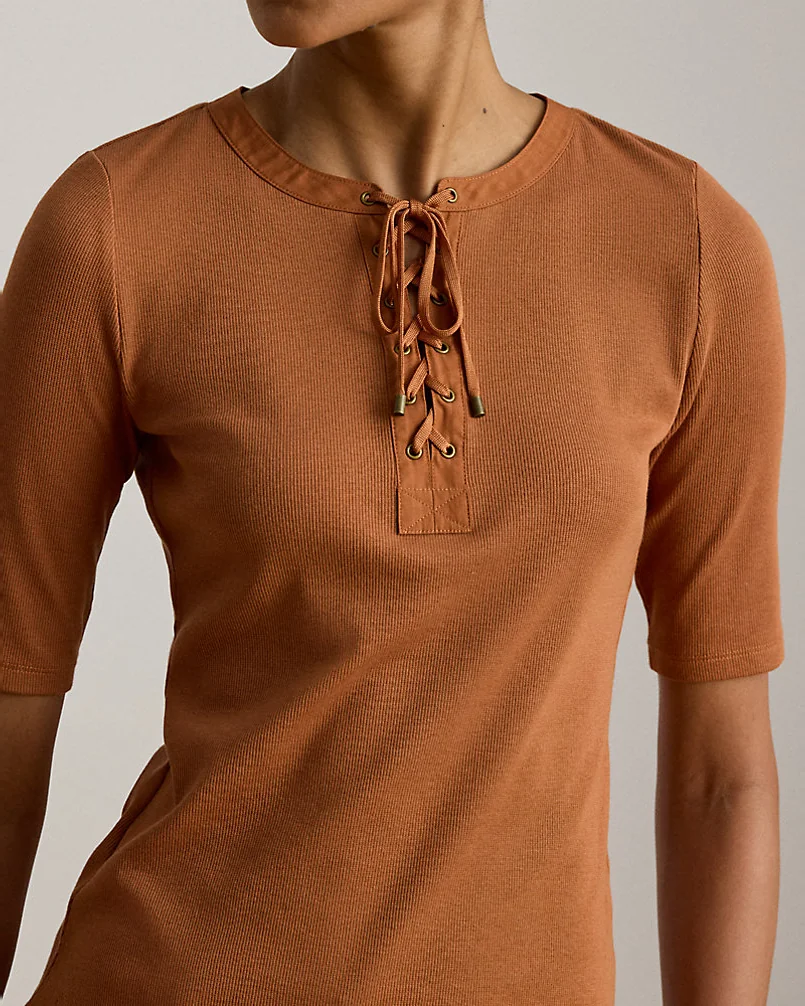 Рубчатая футболка со шнуровкой Ralph Lauren — 5
