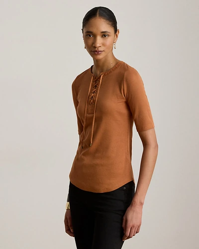 Рубчатая футболка со шнуровкой Ralph Lauren