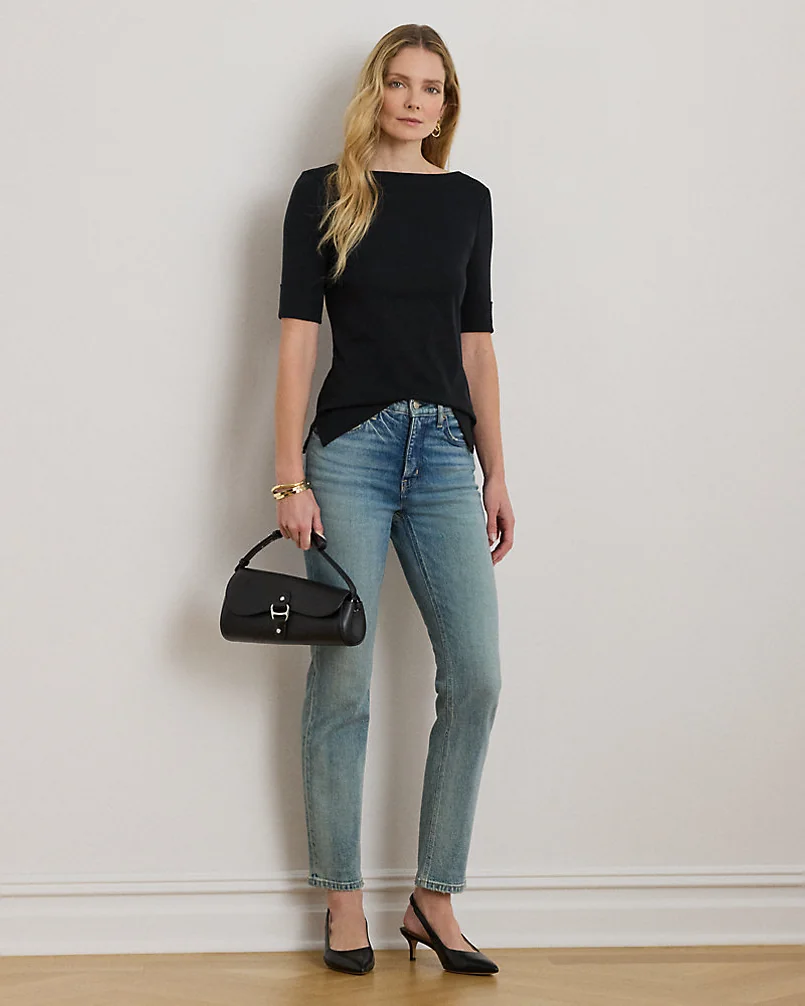 Футболка с лодочным вырезом из стретч-хлопка Ralph Lauren — 3