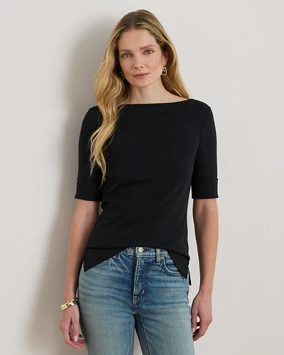 Футболка с лодочным вырезом из стретч-хлопка Ralph Lauren