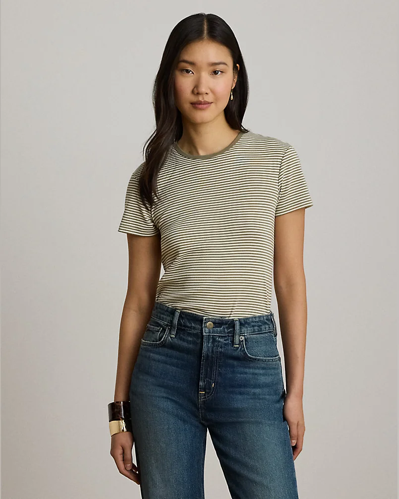 Рубчатая футболка в полоску из стретч-хлопка Ralph Lauren — 1