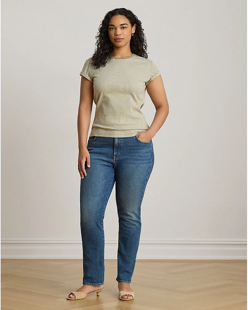 Рубчатая футболка в полоску из стретч-хлопка Ralph Lauren — 8