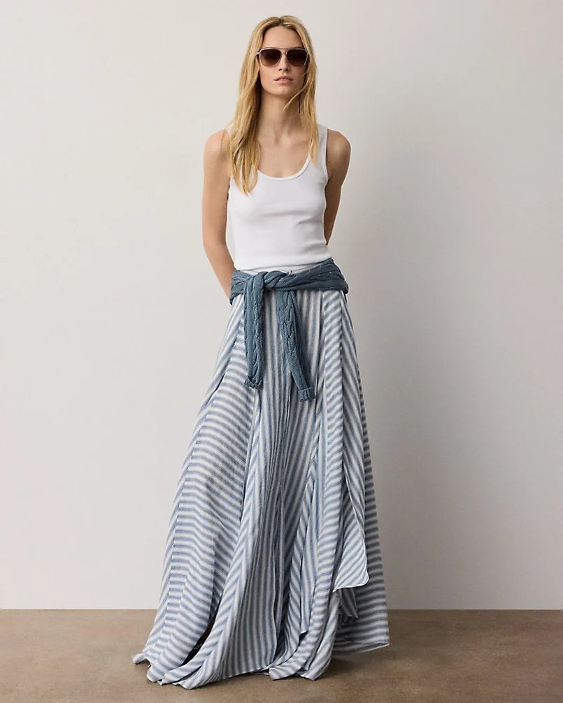 Юбка-макси Ralph Lauren Shamus в полоску изо льна — 2