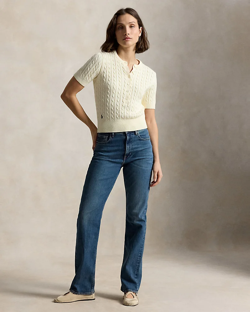 Свитер-хенли с коротким рукавом мини-косами Ralph Lauren — 3