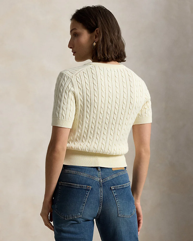Свитер-хенли с коротким рукавом мини-косами Ralph Lauren — 4