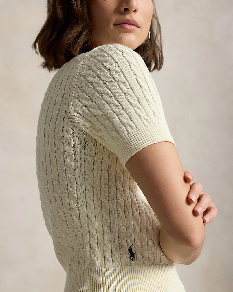 Свитер-хенли с коротким рукавом мини-косами Ralph Lauren — 5