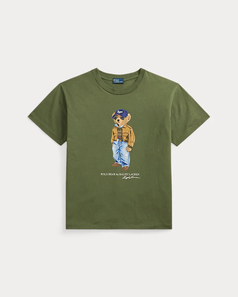 Футболка Polo Bear из хлопкового джерси оливковая — 2