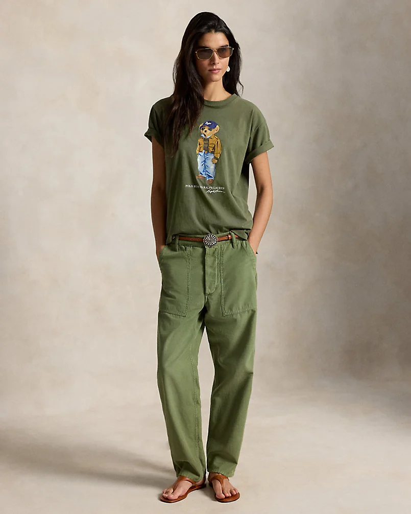 Футболка Polo Bear из хлопкового джерси оливковая — 3