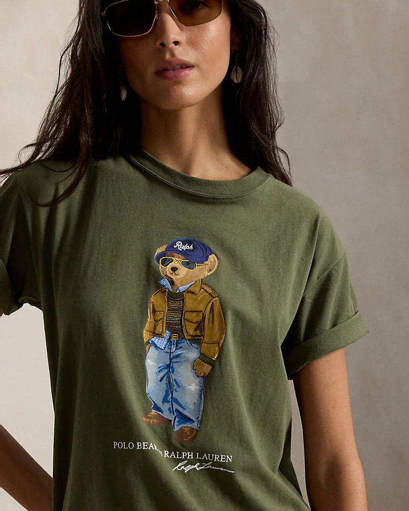 Футболка Polo Bear из хлопкового джерси оливковая — 5