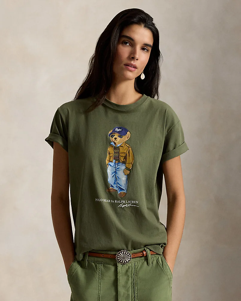 Футболка Polo Bear из хлопкового джерси оливковая — 6