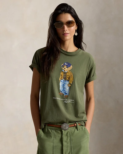 Футболка Polo Bear из хлопкового джерси оливковая