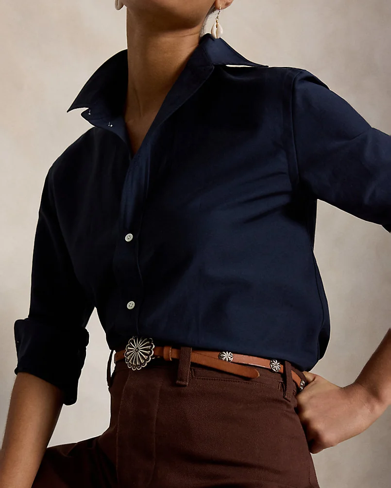 Свободная рубашка из хлопка с шёлком Ralph Lauren — 5