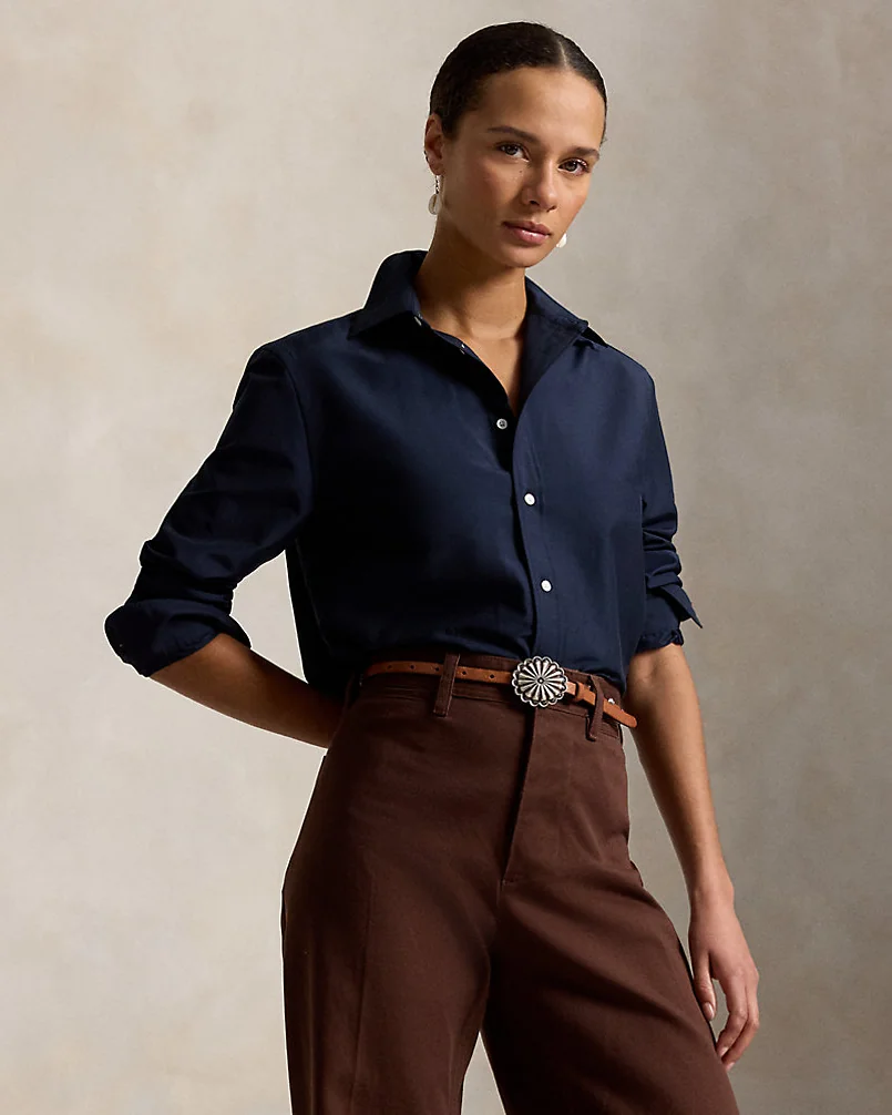 Свободная рубашка из хлопка с шёлком Ralph Lauren — 6