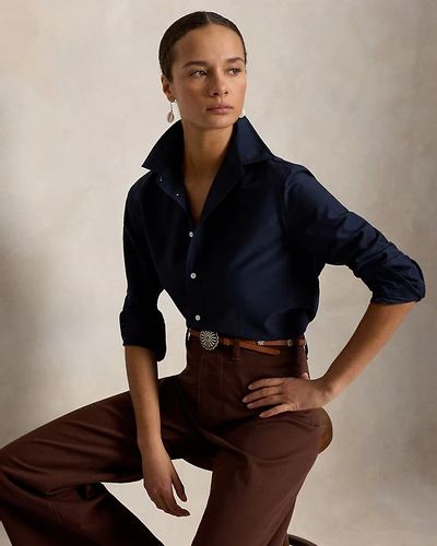 Свободная рубашка из хлопка с шёлком Ralph Lauren