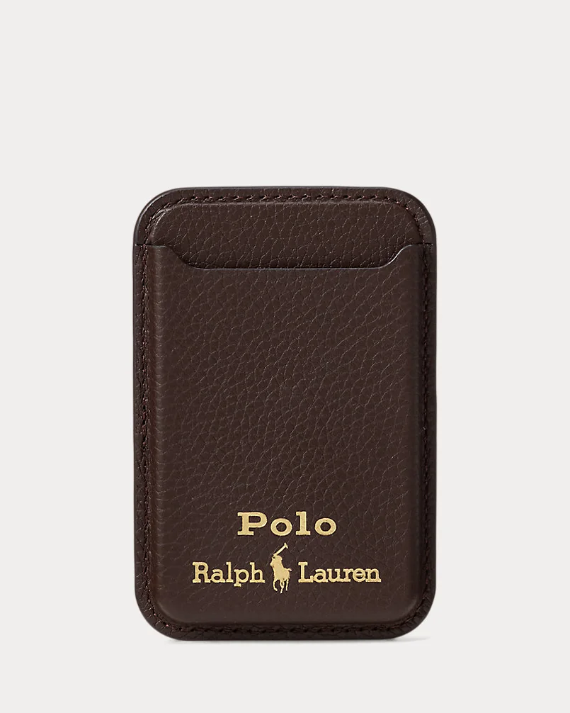 Кожаный картхолдер Ralph Lauren с MagSafe коричневый — 1