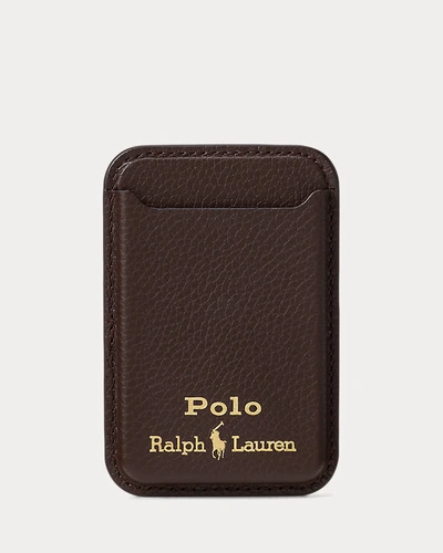 Кожаный картхолдер Ralph Lauren с MagSafe коричневый