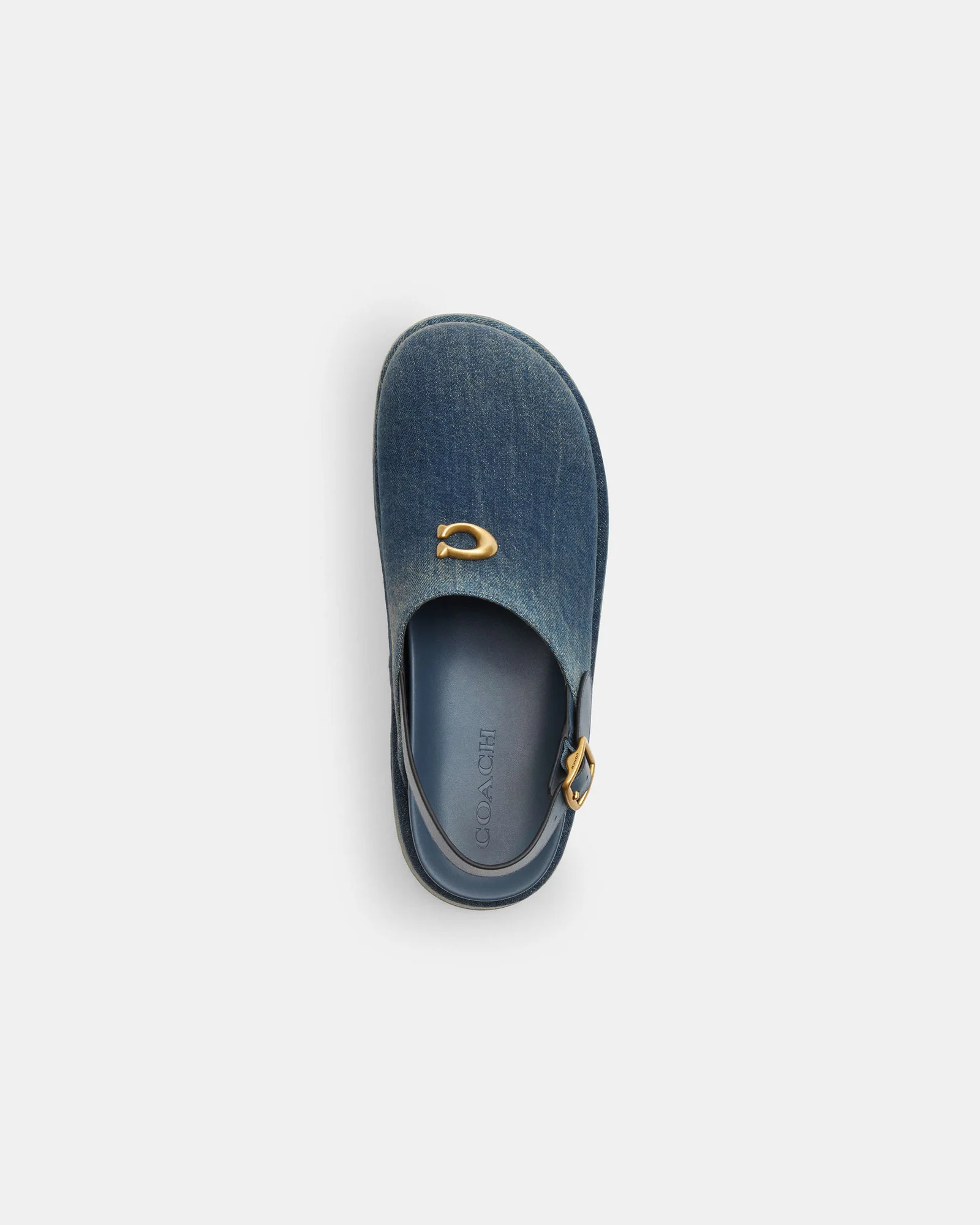 Сабо Coach Sculpted C джинсовые на платформе, синие — 4