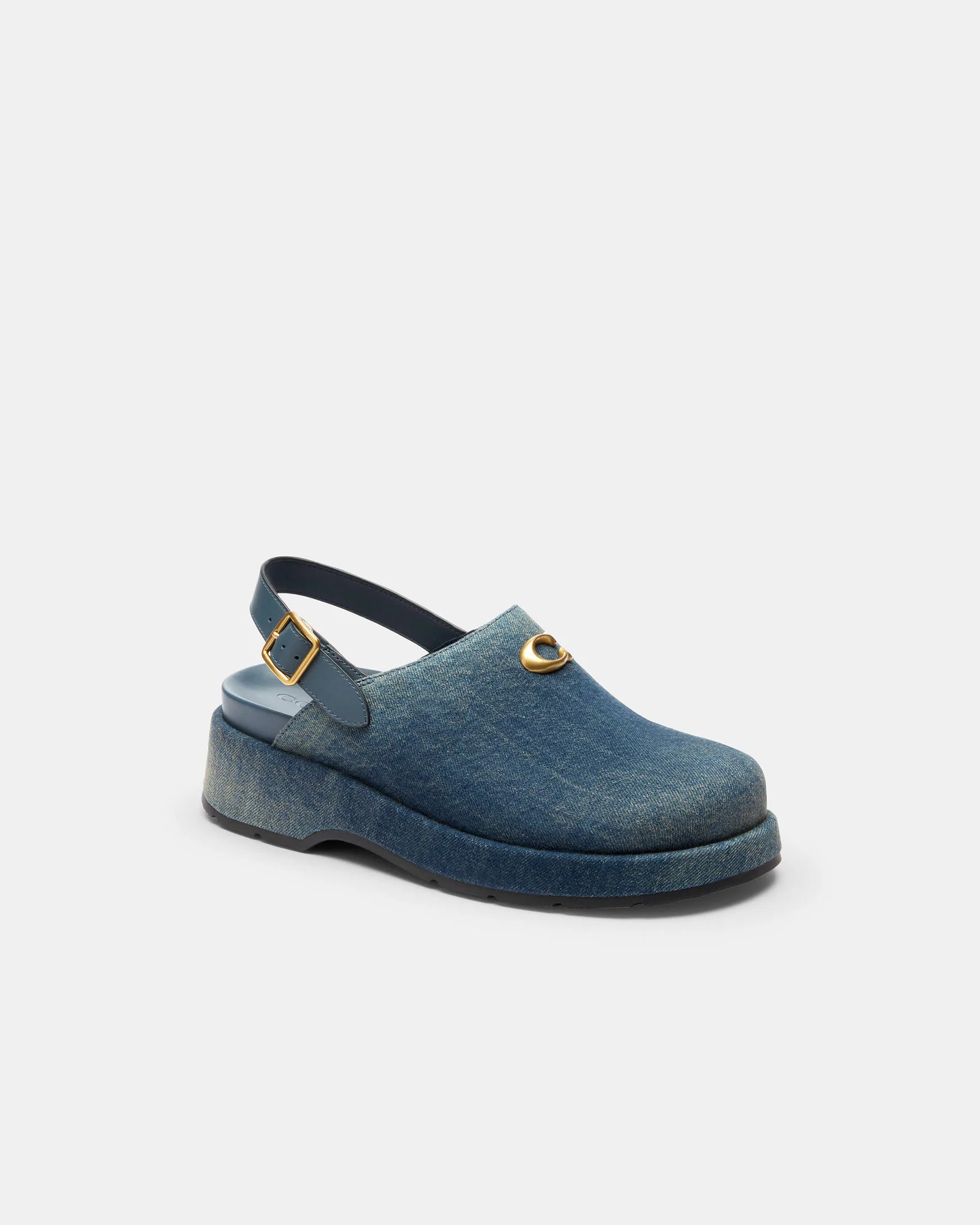 Сабо Coach Sculpted C джинсовые на платформе, синие — 9