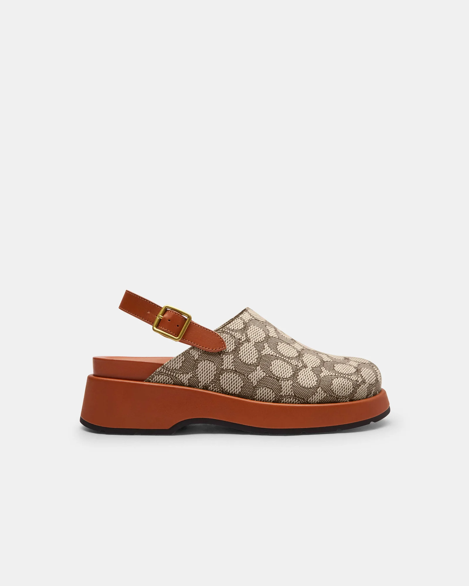 Сабо на платформе Coach Sculpted C, фирменный жаккард — 2