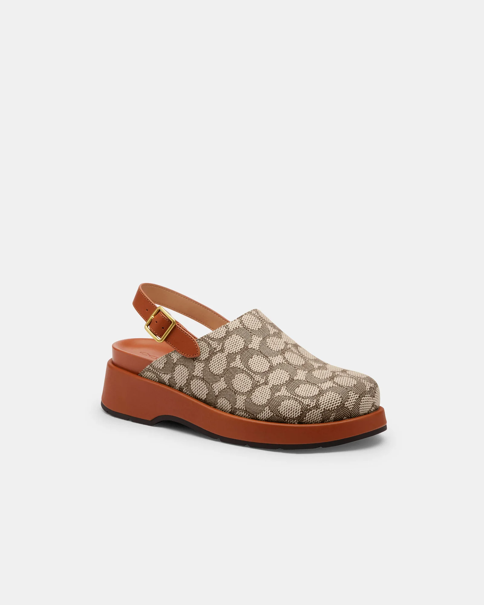 Сабо на платформе Coach Sculpted C, фирменный жаккард — 14