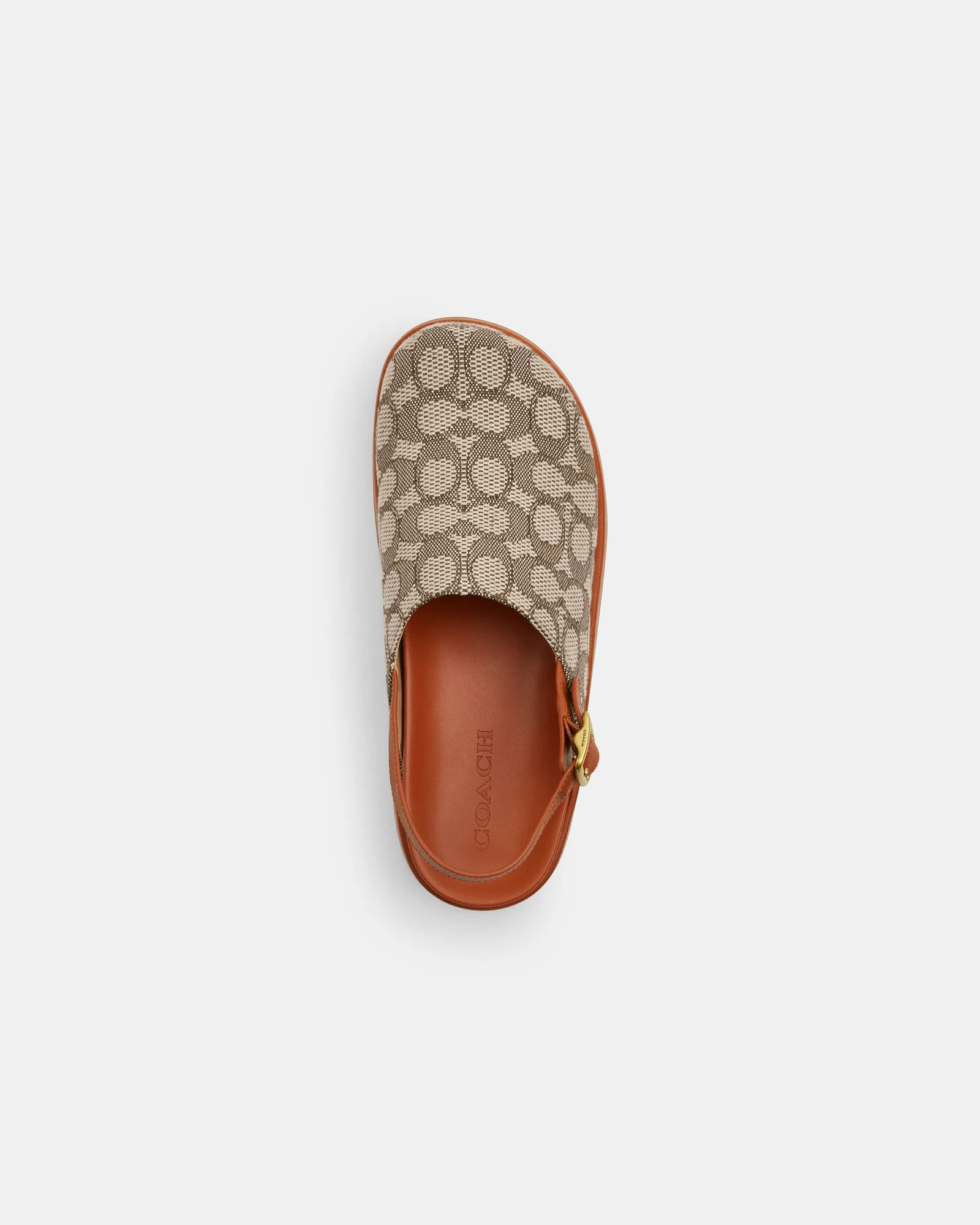 Сабо на платформе Coach Sculpted C, фирменный жаккард — 10