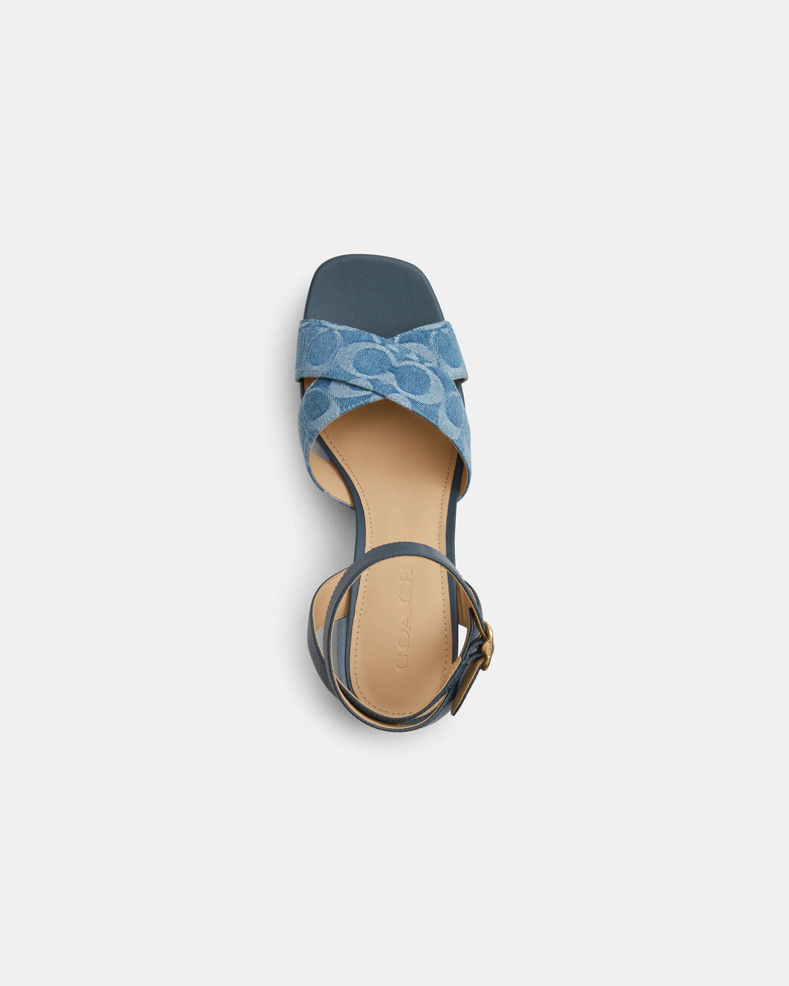 Босоножки Coach из фирменного денима на устойчивом каблуке — 4