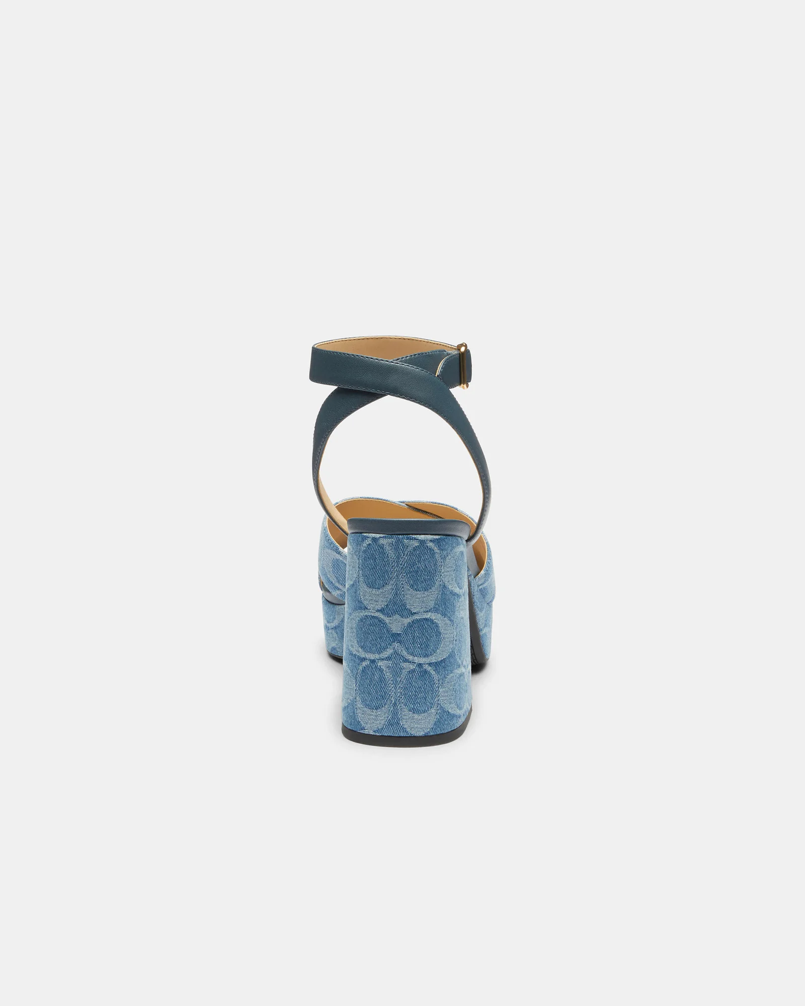Босоножки Coach из фирменного денима на устойчивом каблуке — 6
