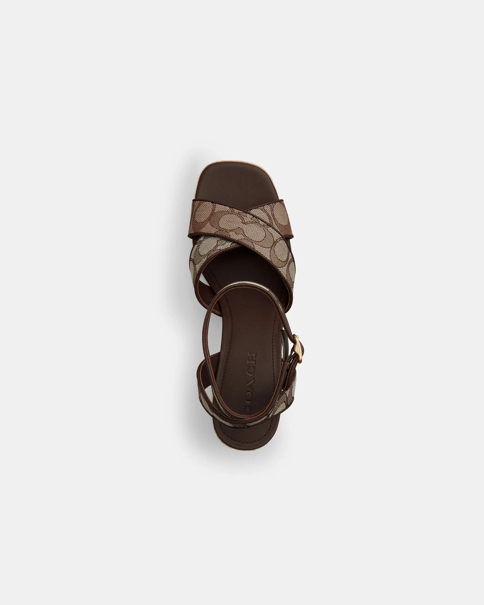 Босоножки Coach на блочном каблуке из фирменного жаккарда — 10