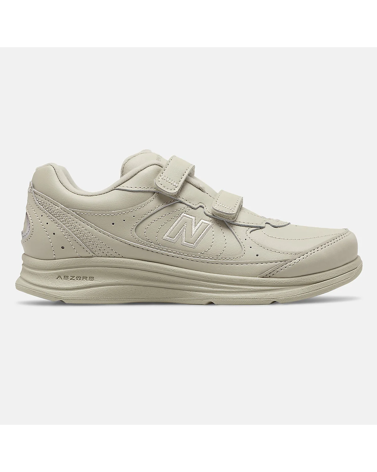Кроссовки New Balance WW577Hv1 цвета кости с застёжками-липучками, вид сбоку.
