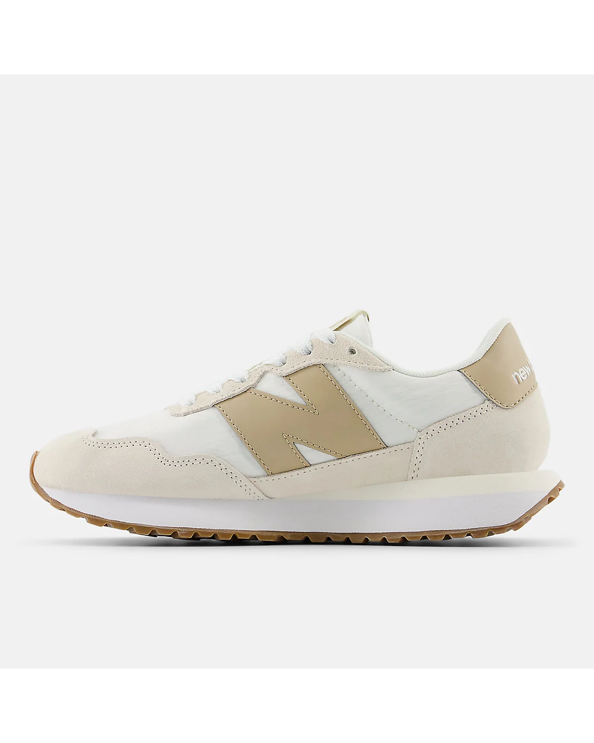 Крупный план материалов кроссовки New Balance 237 цвета морской соли.