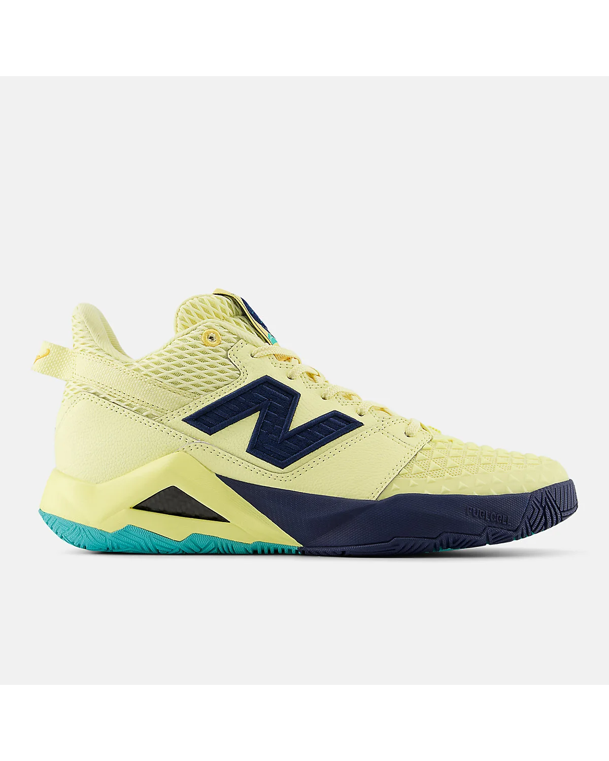 Кроссовки New Balance Coco CG2 пергаментные с тёмно-синими и голубыми деталями, вид сбоку