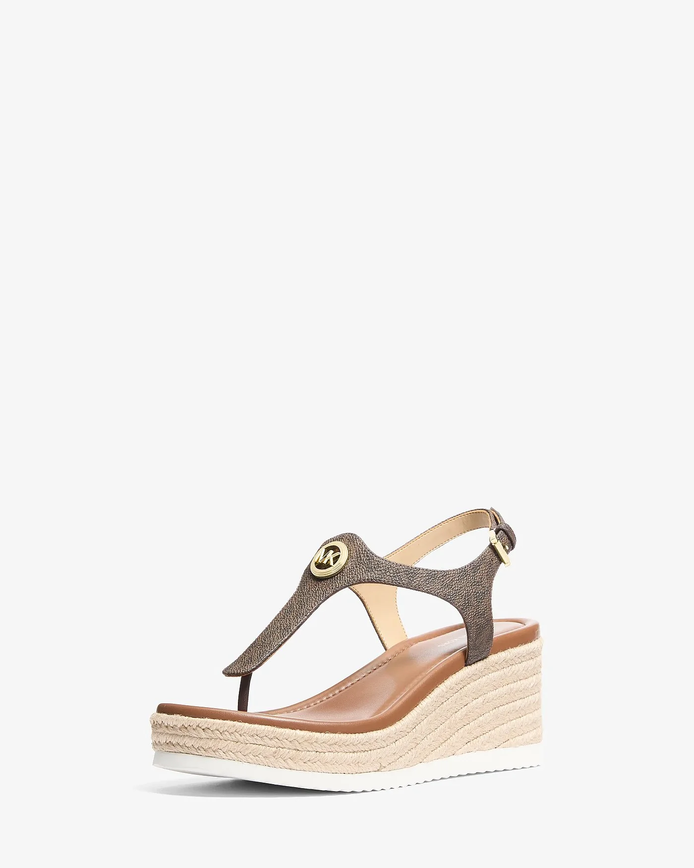 Michael Kors Val коричневые босоножки-вьетнамки на танкетке — 4