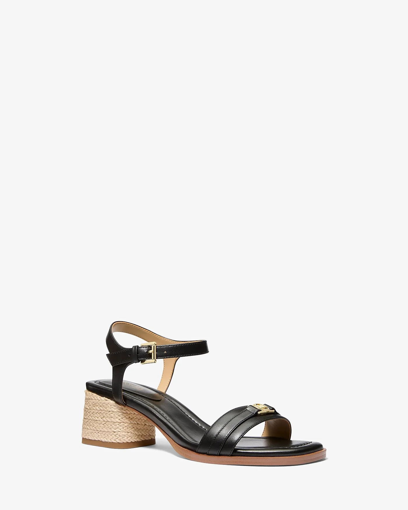 Кожаные босоножки Michael Kors Mandy на джутовом каблуке — 1