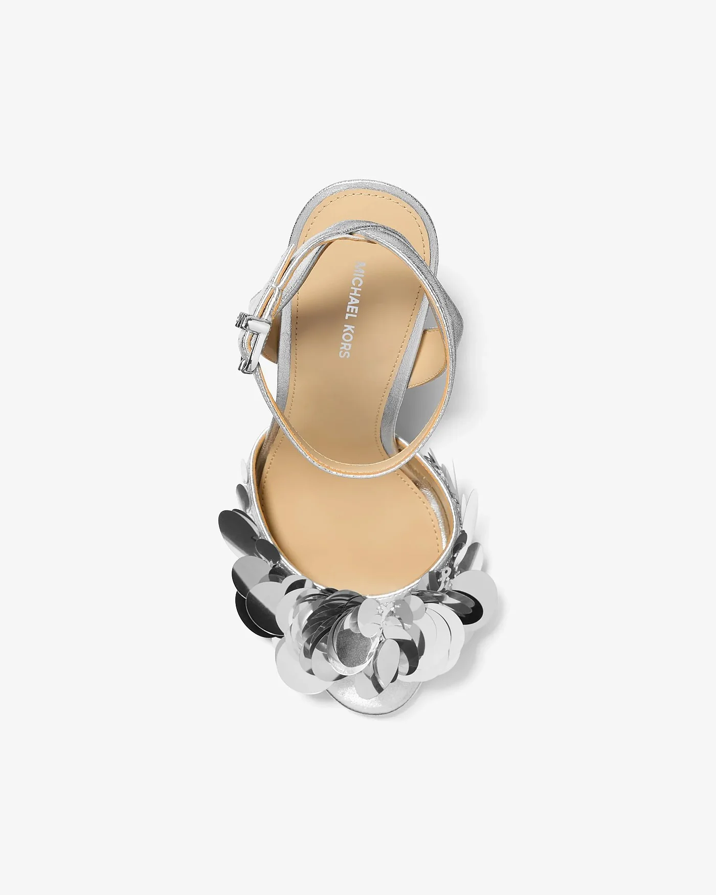 Michael Kors Loretta серебристые босоножки с пайетками — 3