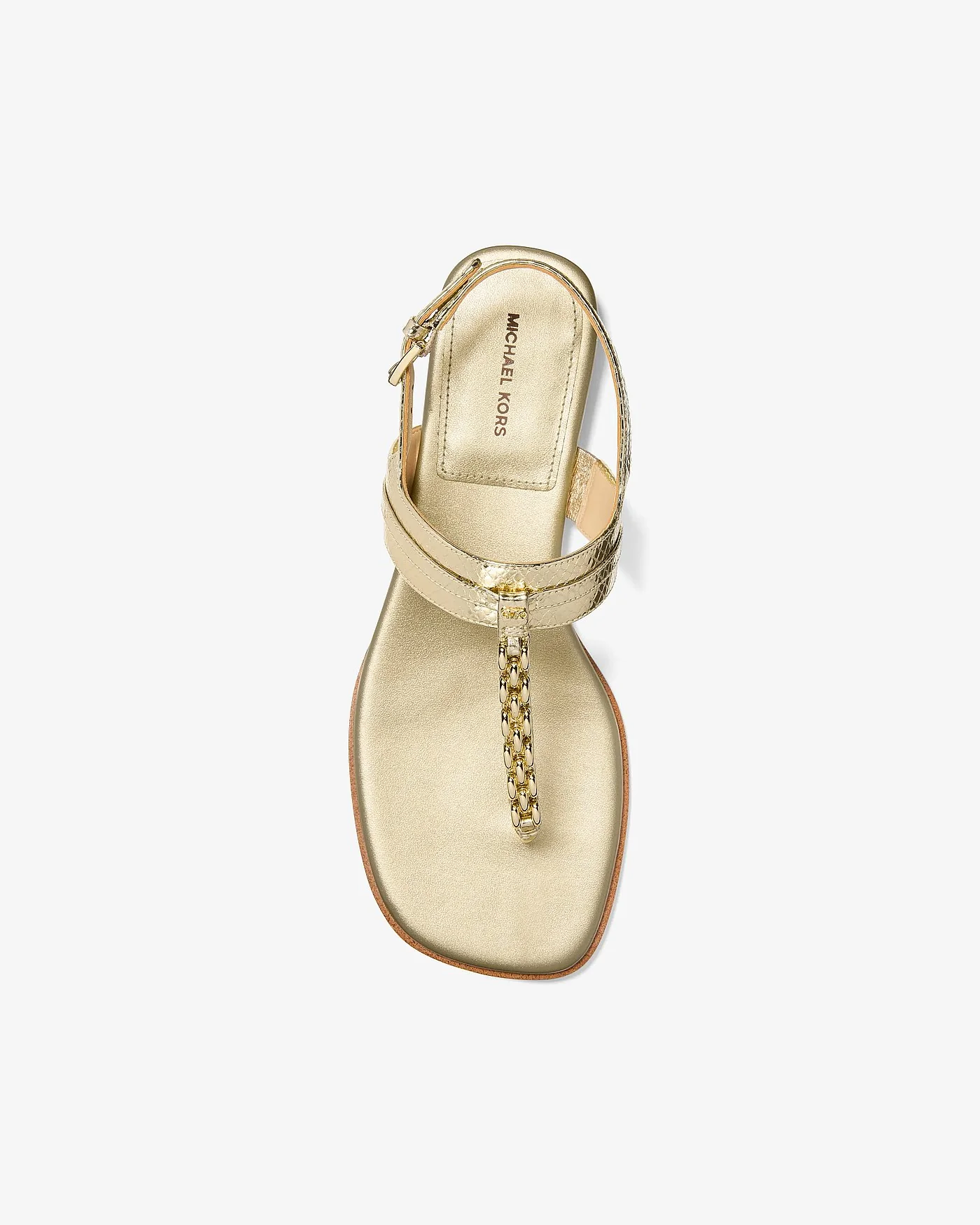 Michael Kors Marcia золотистые босоножки с цепочкой — 3